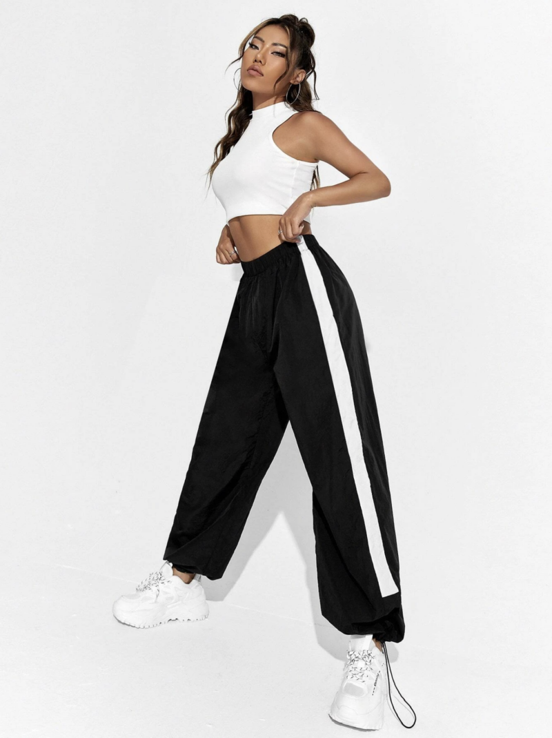 Alison Black Side White Stripe Oversized Jogger - Image 6