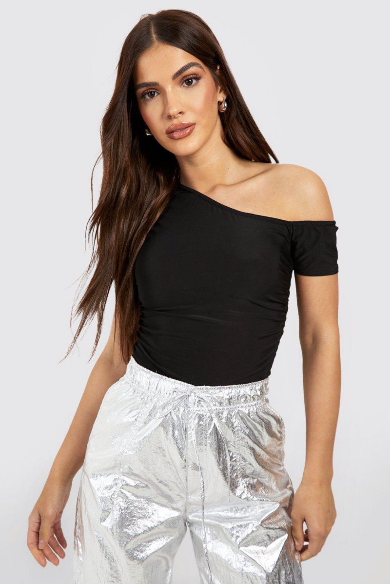 Denise Black Off Shoulder Crop Top - Image 4