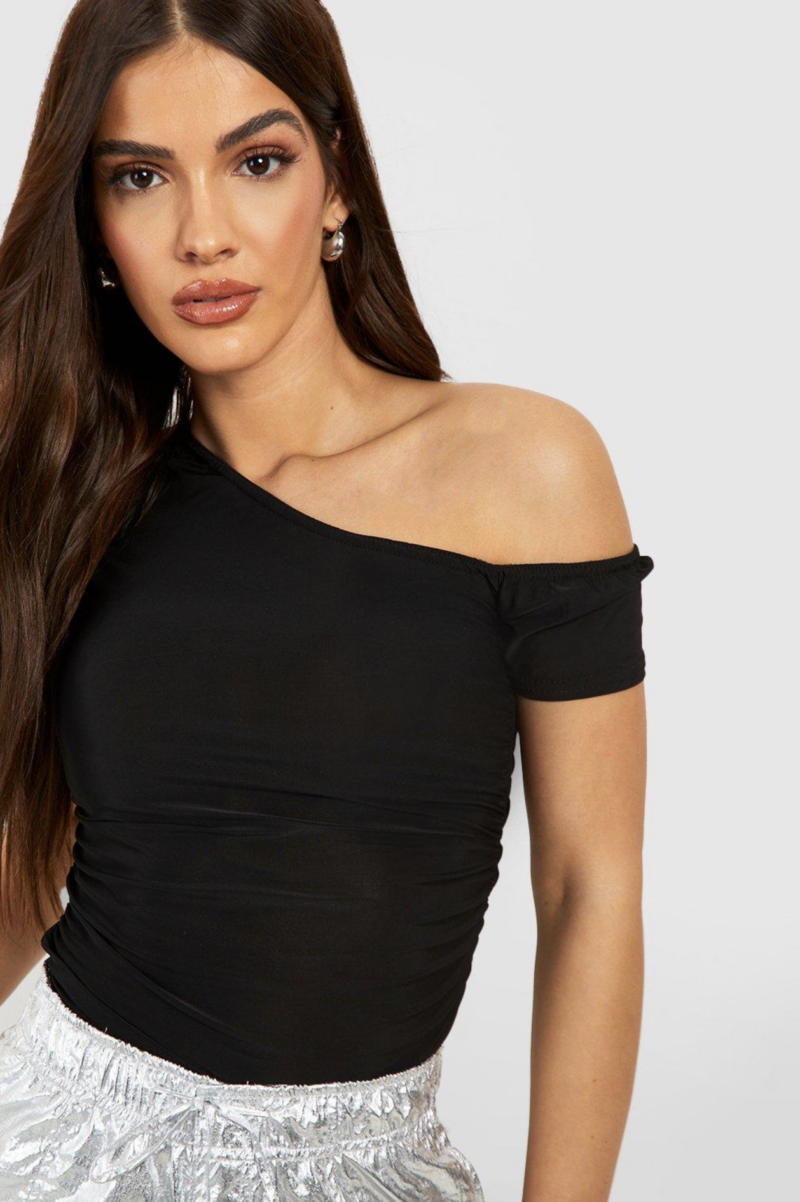 Denise Black Off Shoulder Crop Top - Image 2