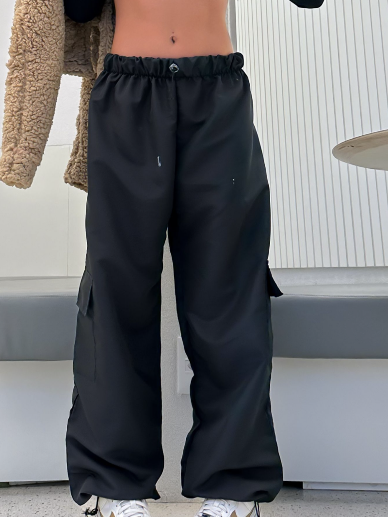 Vicky Black Oversized Cargo Pants - Image 3