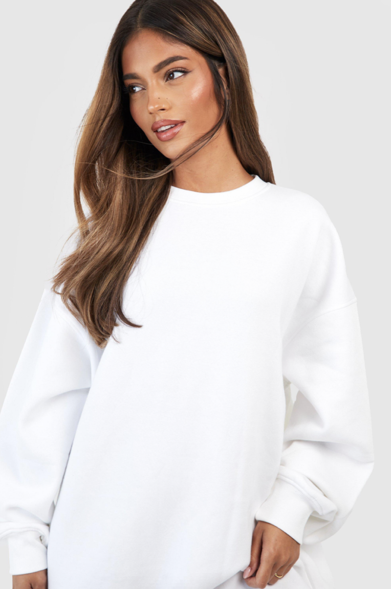 Zinny White Oversized Premium Cotton Sweatshirt - Image 4