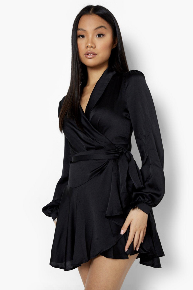 Muski Black Satin Skater Dress - Image 4