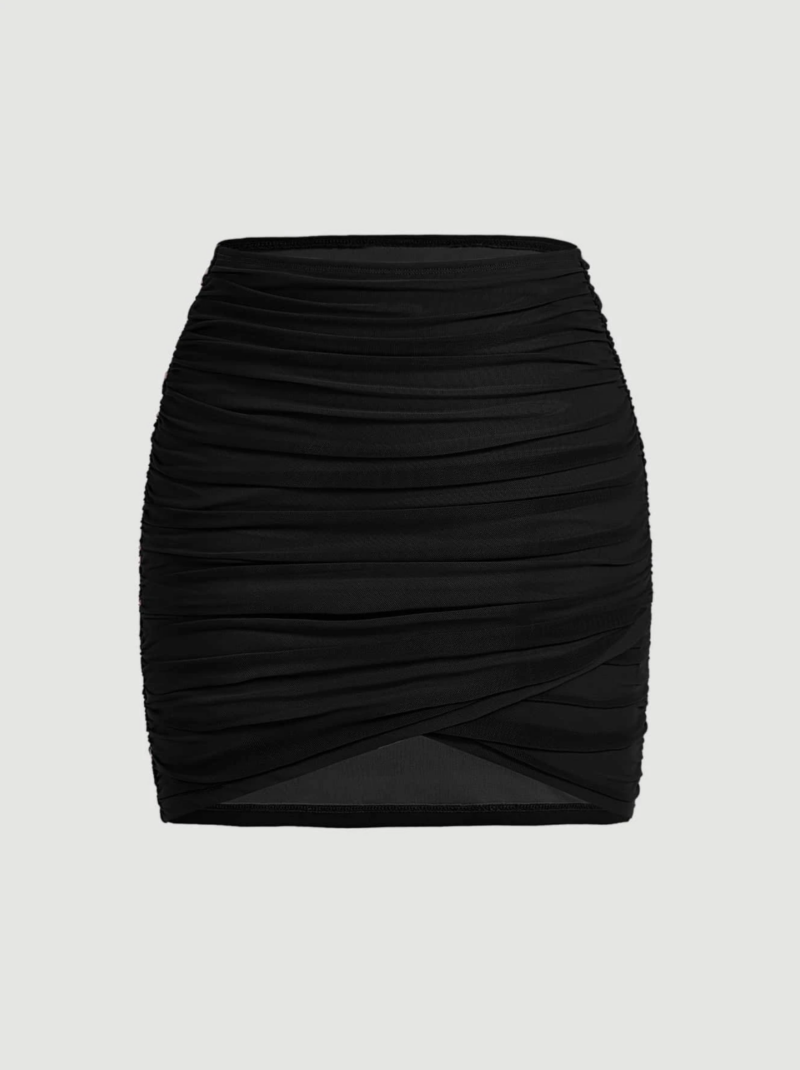 Teena Black Ruched Mini Skirt – LA CHIC PICK