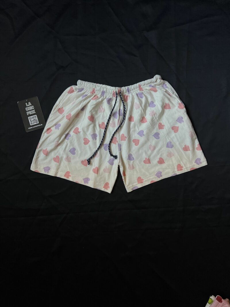 Daisy White Heart Print Shorts - Image 2