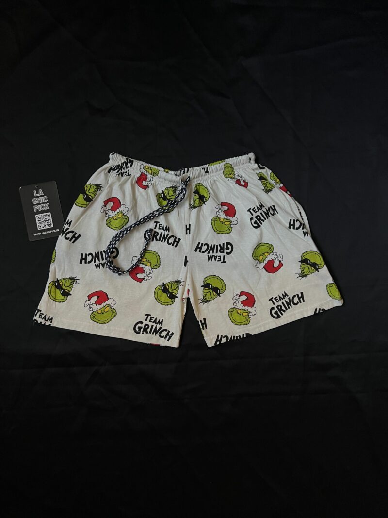 Grinch Print White Shorts - Image 3