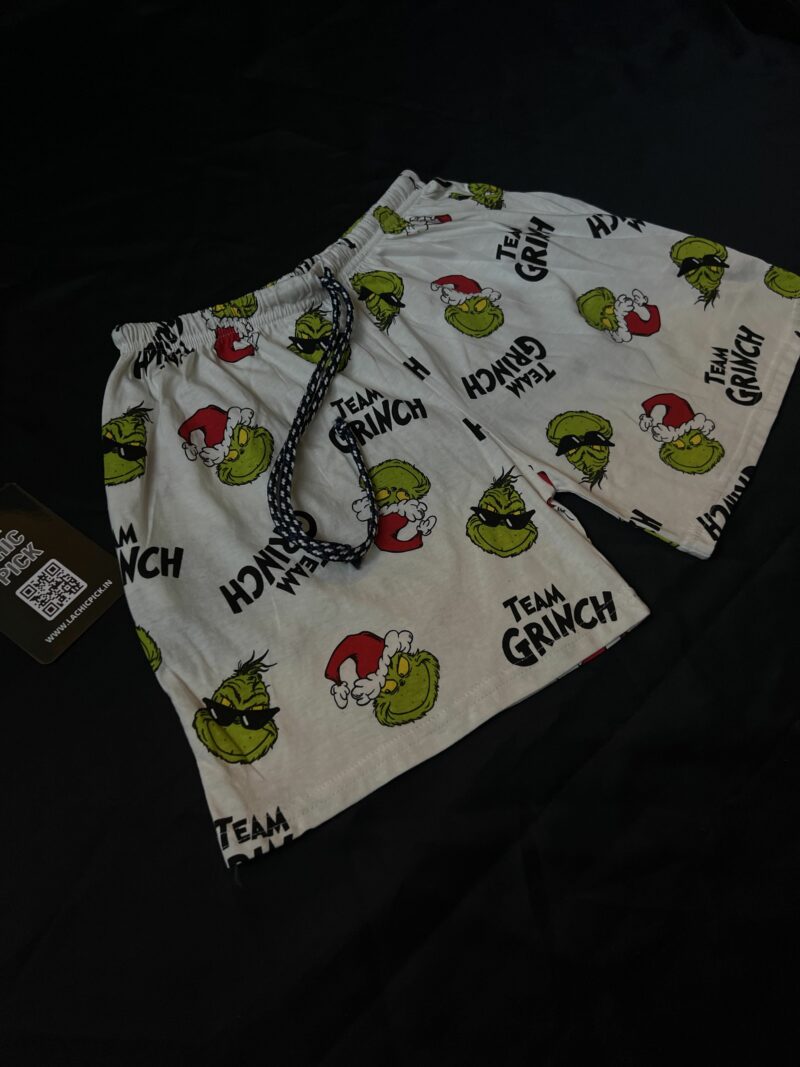 Grinch Print White Shorts