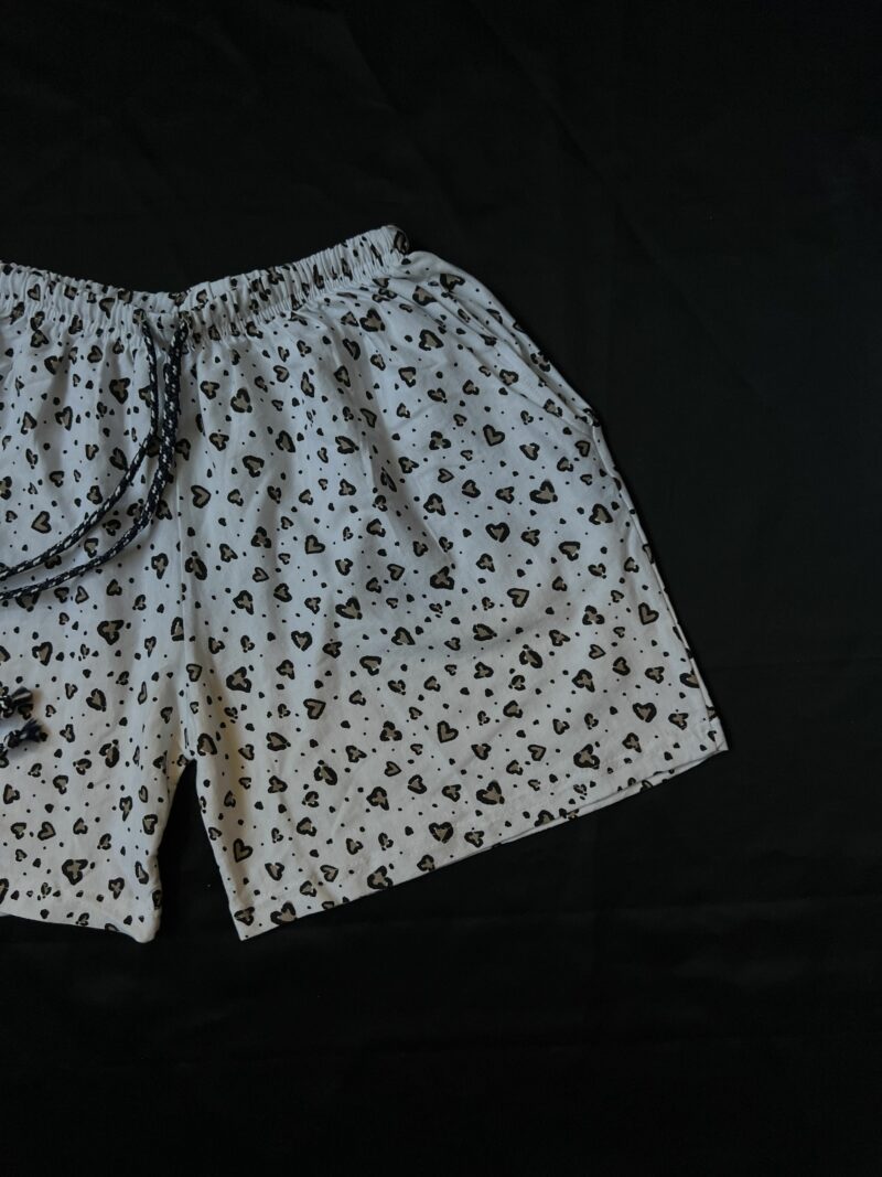 White Ditsy Heart Print Shorts - Image 2