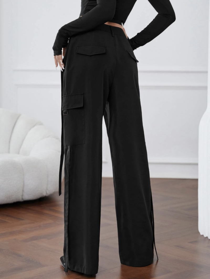 Benny Black Belted Oversized Cargo Pants - Image 2