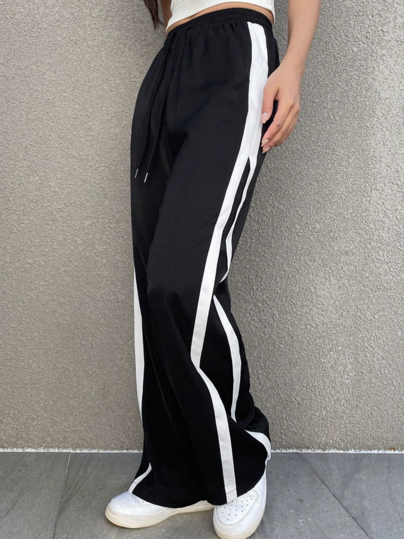 Rina Black Contrast Side Split Tape Jogger - Image 3