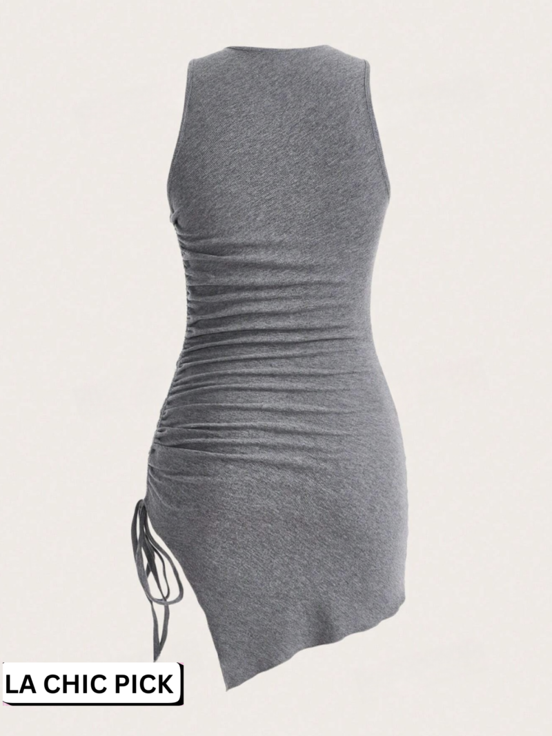 Daisy Grey Side Drawstring Bodycon Dress - Image 2