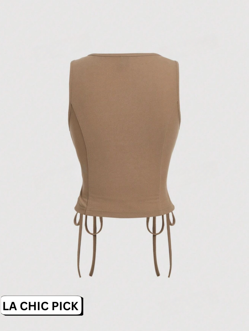Rimmy Khaki Side Drawstring Corset Top - Image 3