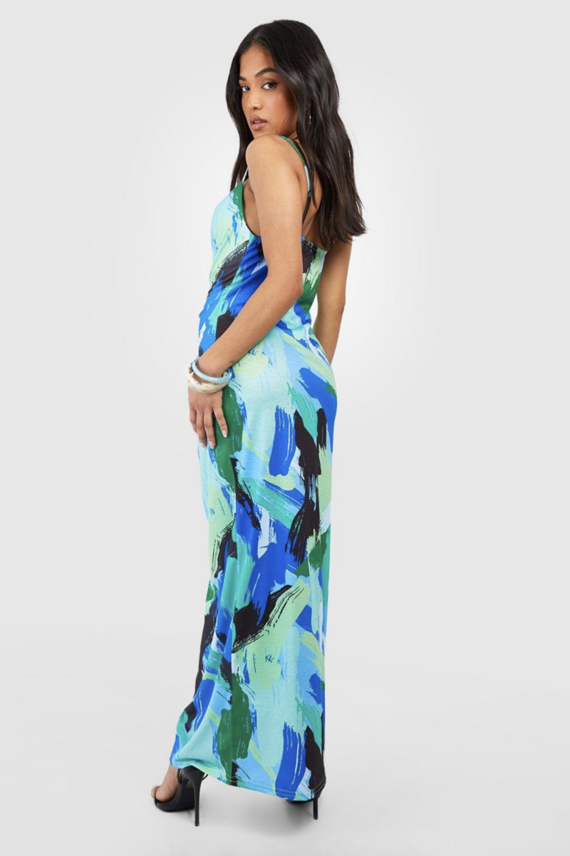 Samantha Abstract Print Cowl Neck Midi Cami Dress - Image 2