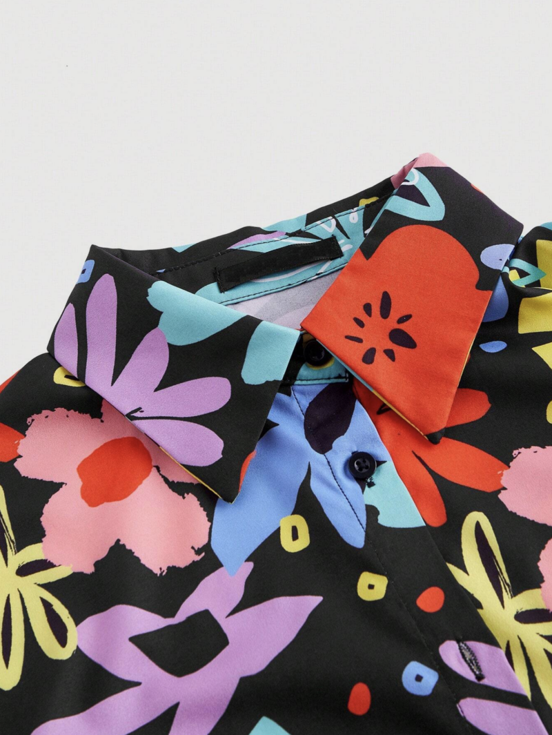 Agatha Batwing Sleeves Floral Print Crop Shirt Top - Image 3