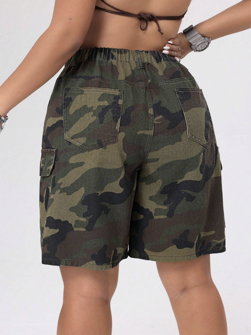 Amelia Camo Print Cargo Shorts - Image 2