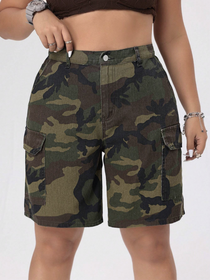 Amelia Camo Print Cargo Shorts - Image 3