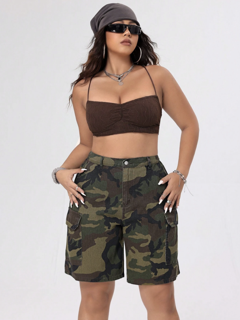 Amelia Camo Print Cargo Shorts - Image 6