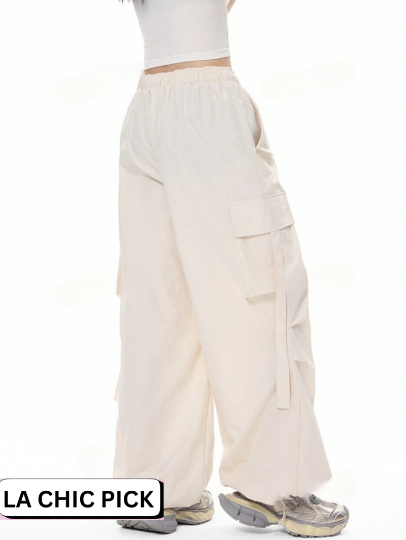 Nimmy White Oversized Cargo Pants - Image 3