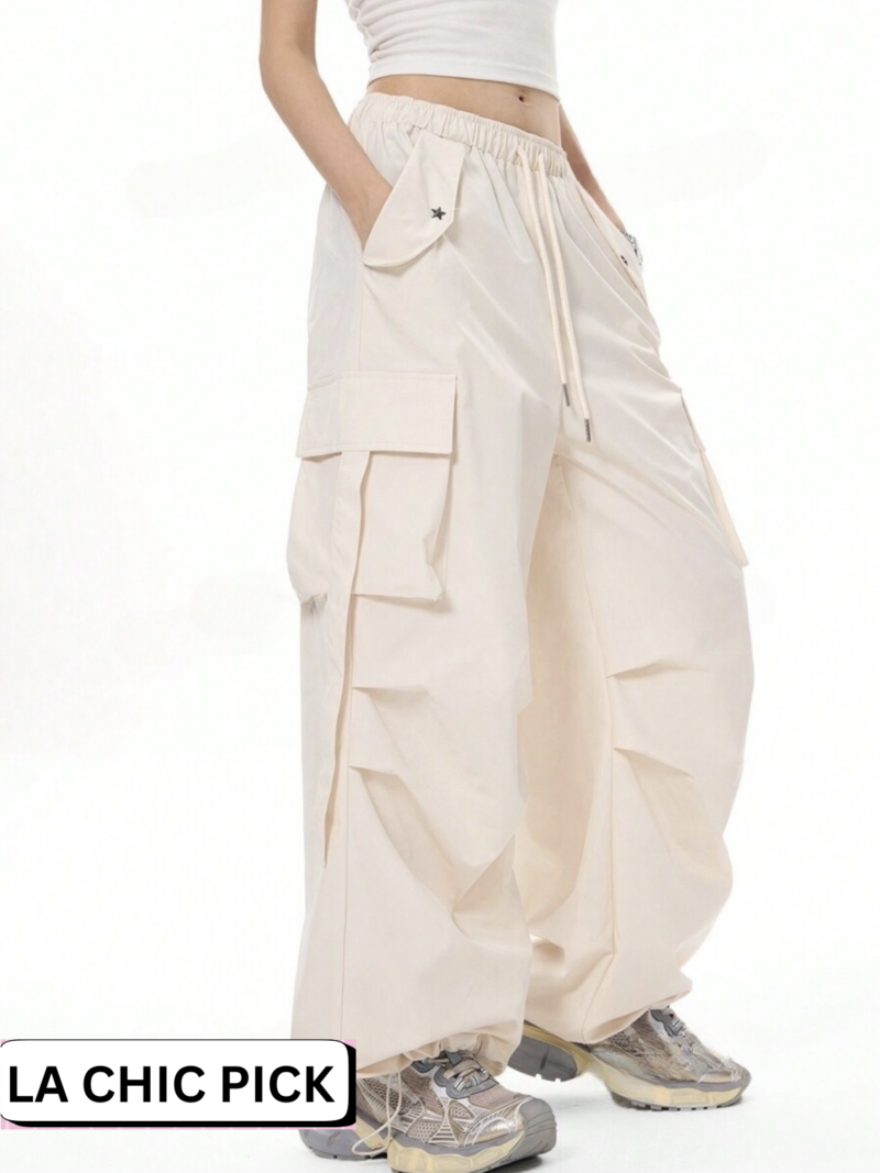 Nimmy White Oversized Cargo Pants - Image 4