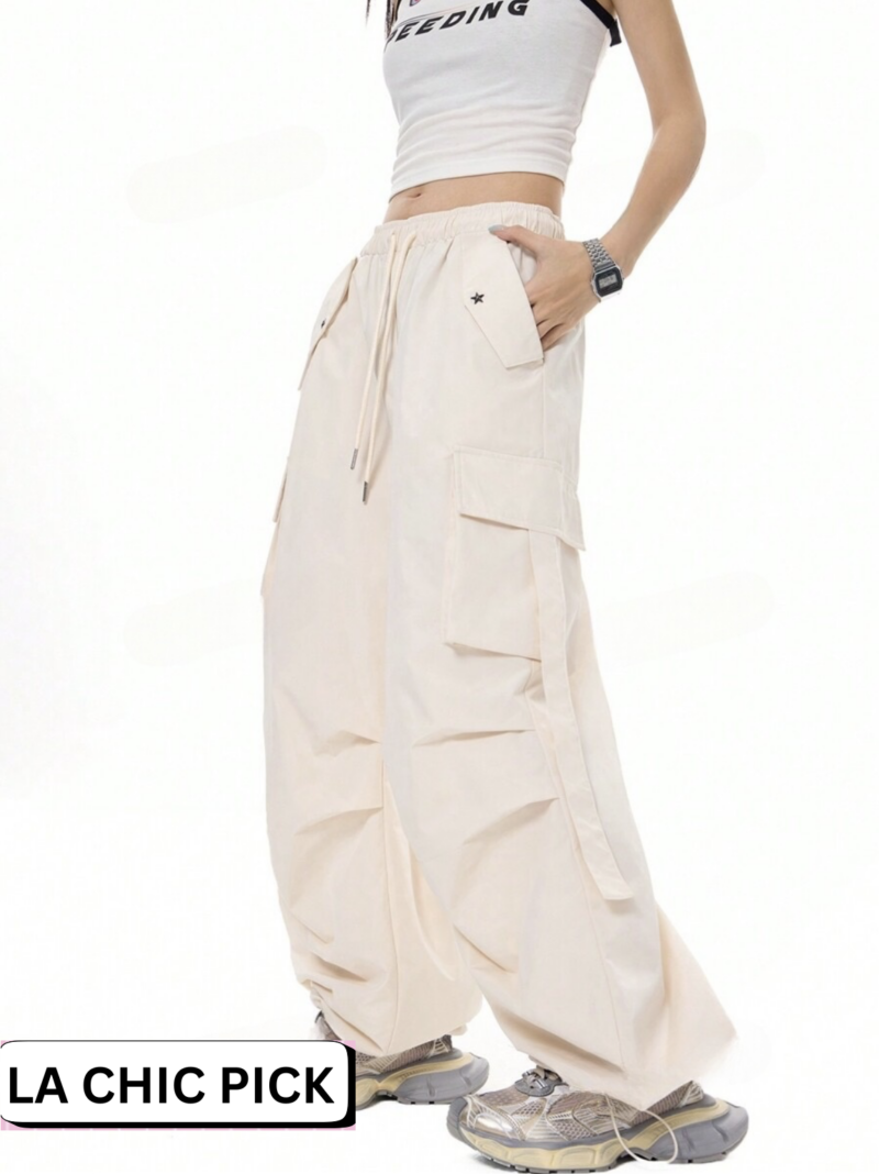 Nimmy White Oversized Cargo Pants - Image 5