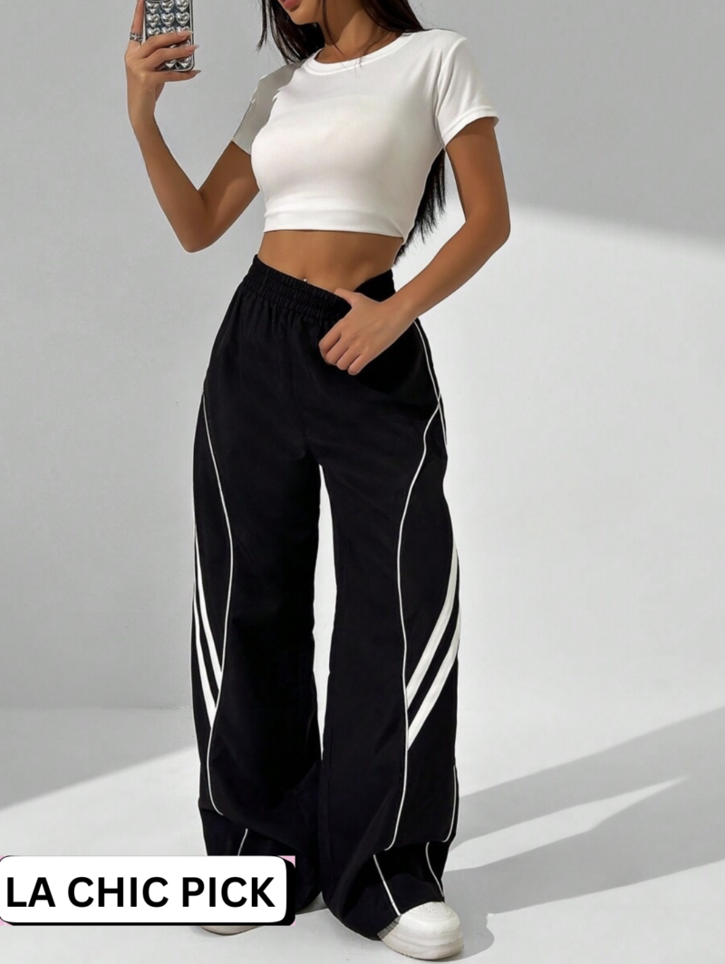 Irma Black Contrast Stripes Oversized Jogger - Image 2