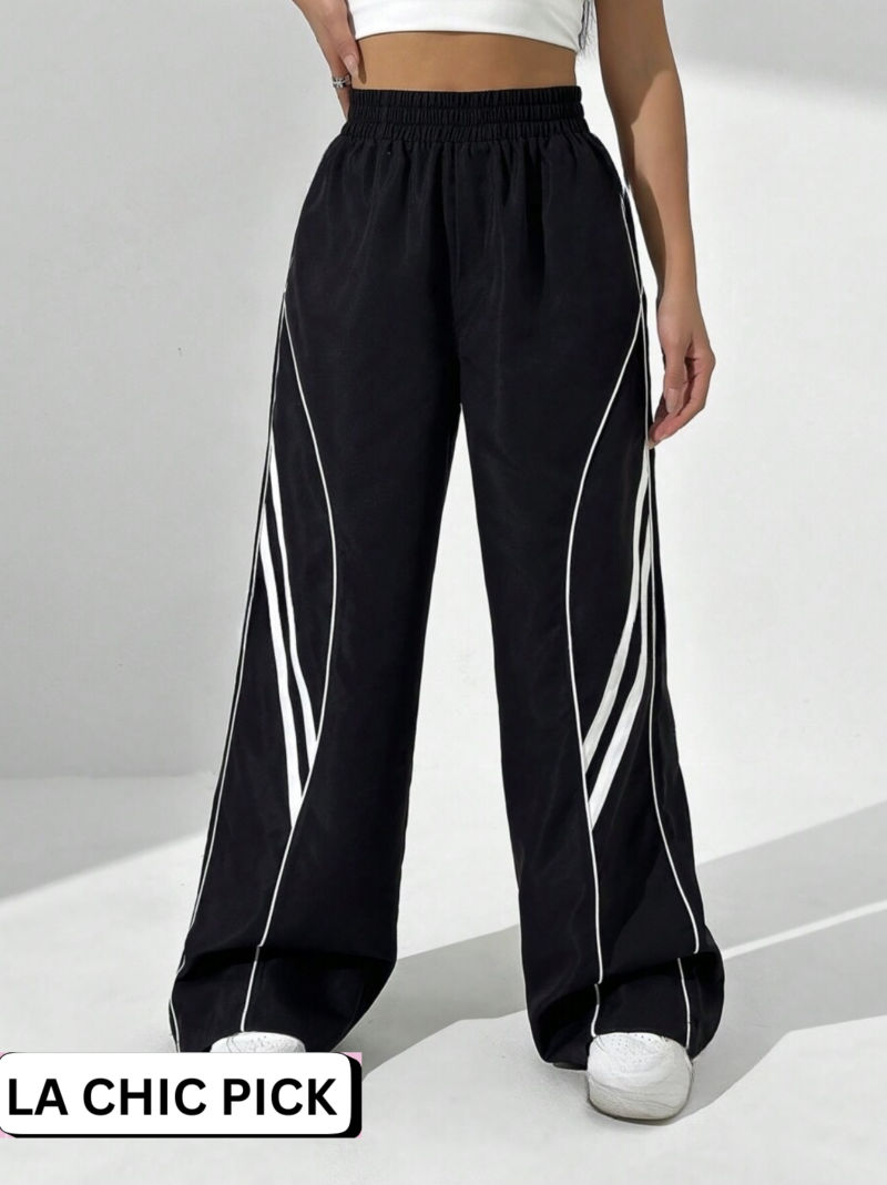 Irma Black Contrast Stripes Oversized Jogger - Image 3