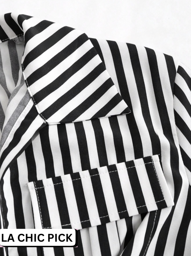 Celine Stripes Collared Crop Shirt Top - Image 4