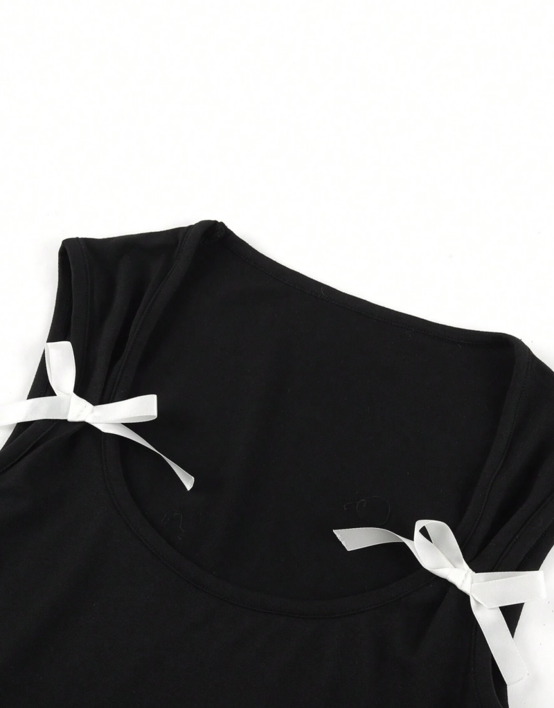 Alice Contrast Bow Crop Tank Top - Image 4