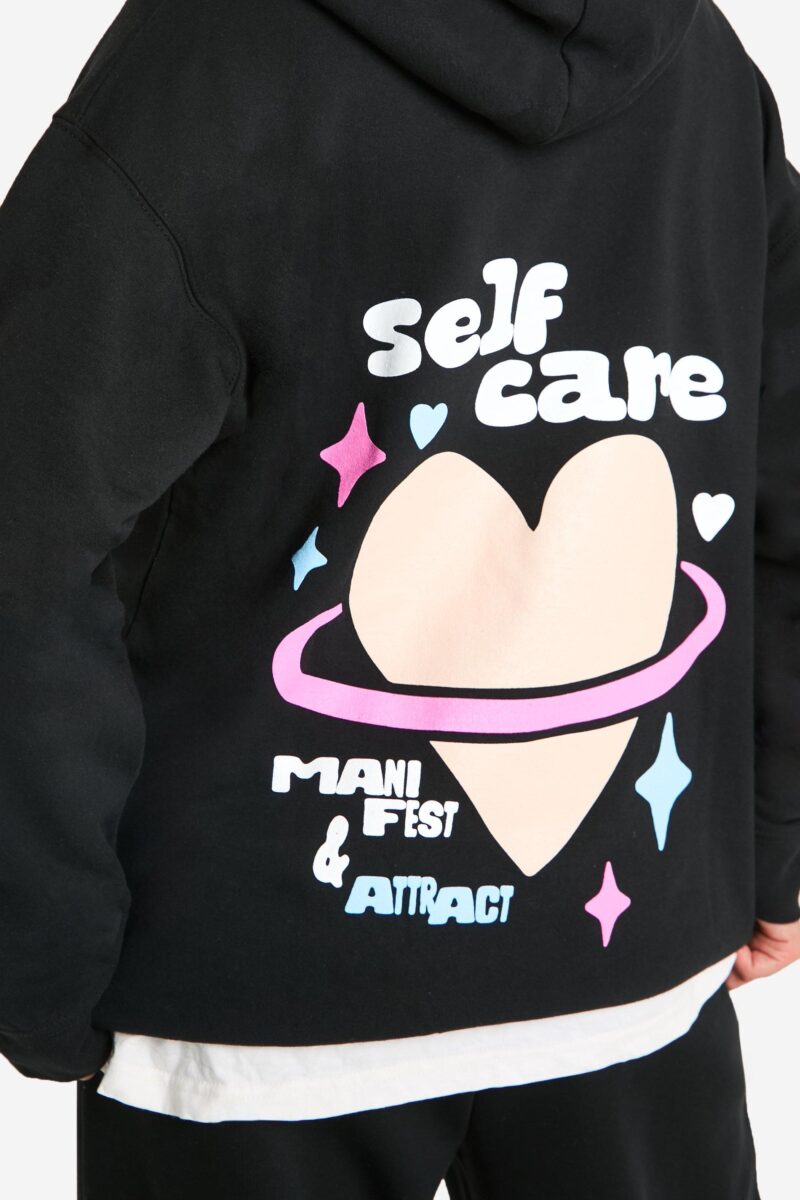 Cora Black Self Care Printed Oversized Hoodie - Image 3