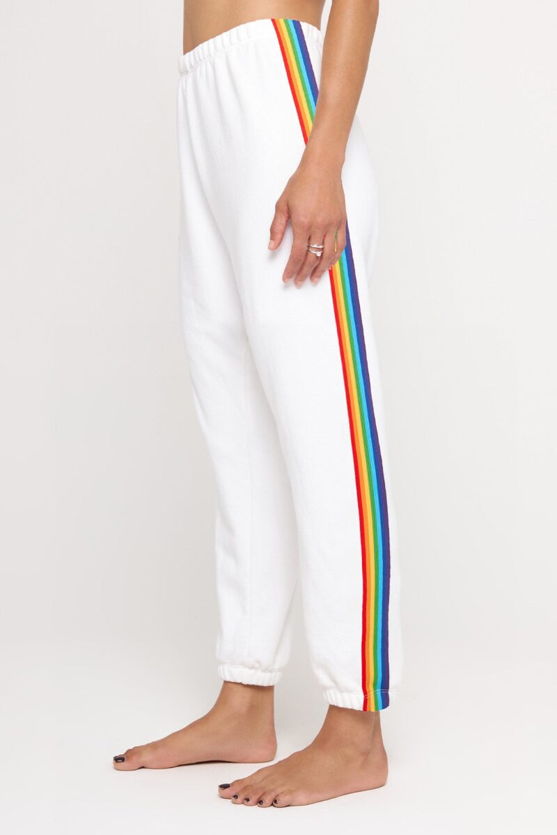 Mabel White Rainbow Stripes Sweatpants - Image 3