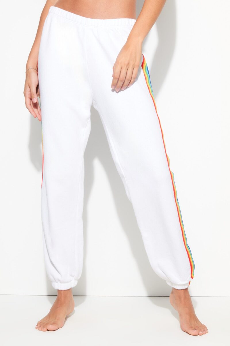 Mabel White Rainbow Stripes Sweatpants - Image 4