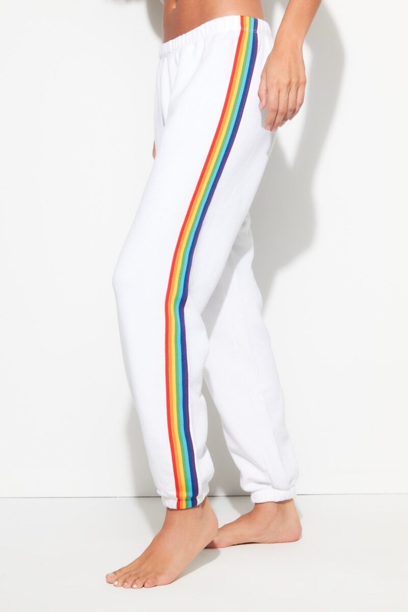 Mabel White Rainbow Stripes Sweatpants - Image 5