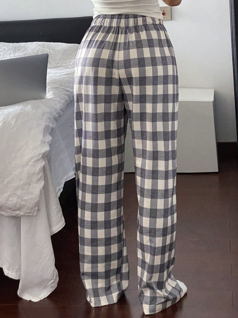 Gizel Check Print Oversized Jogger - Image 2