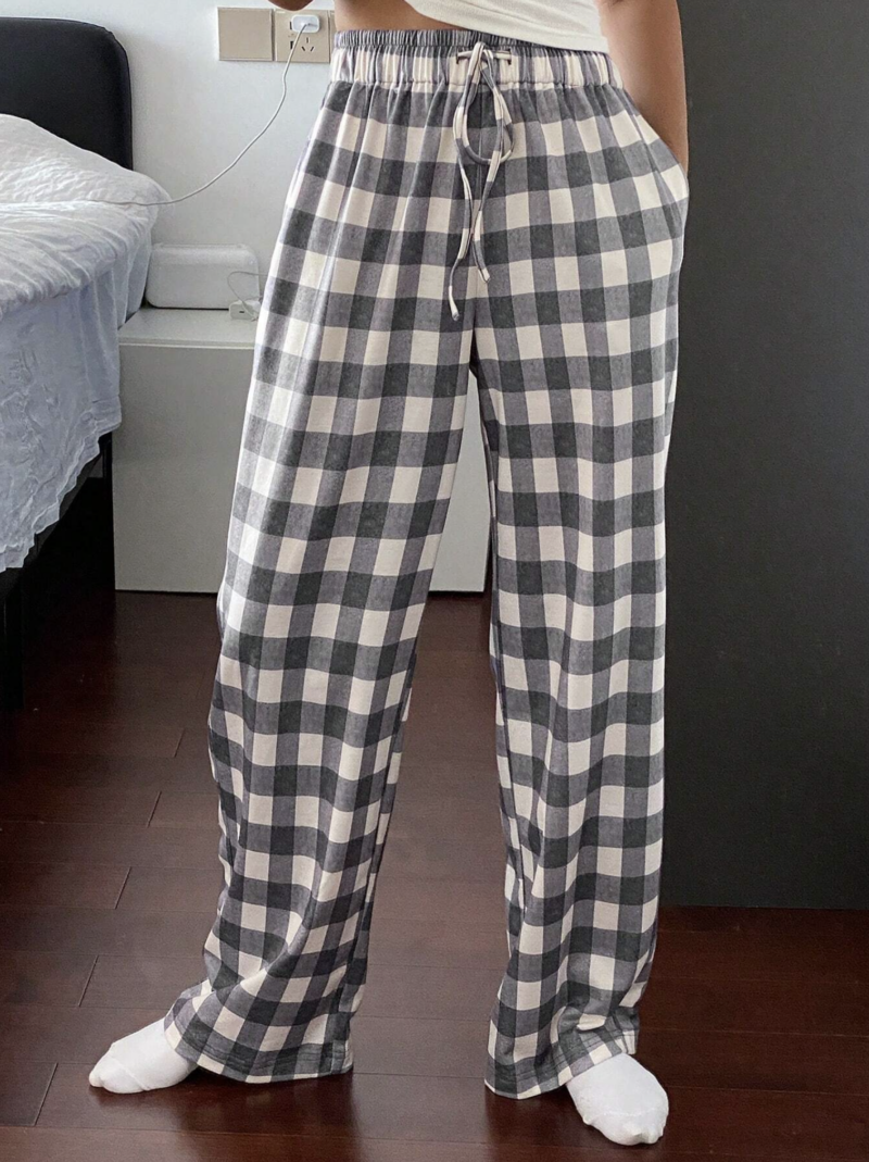 Gizel Check Print Oversized Jogger - Image 3