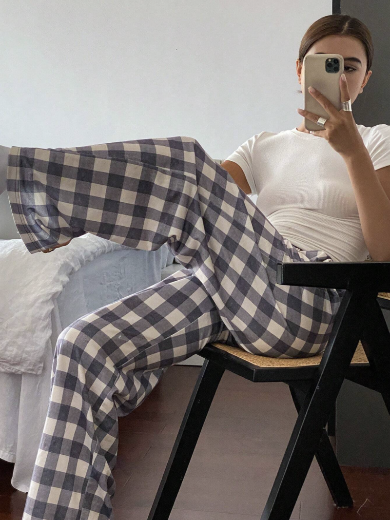Gizel Check Print Oversized Jogger - Image 4