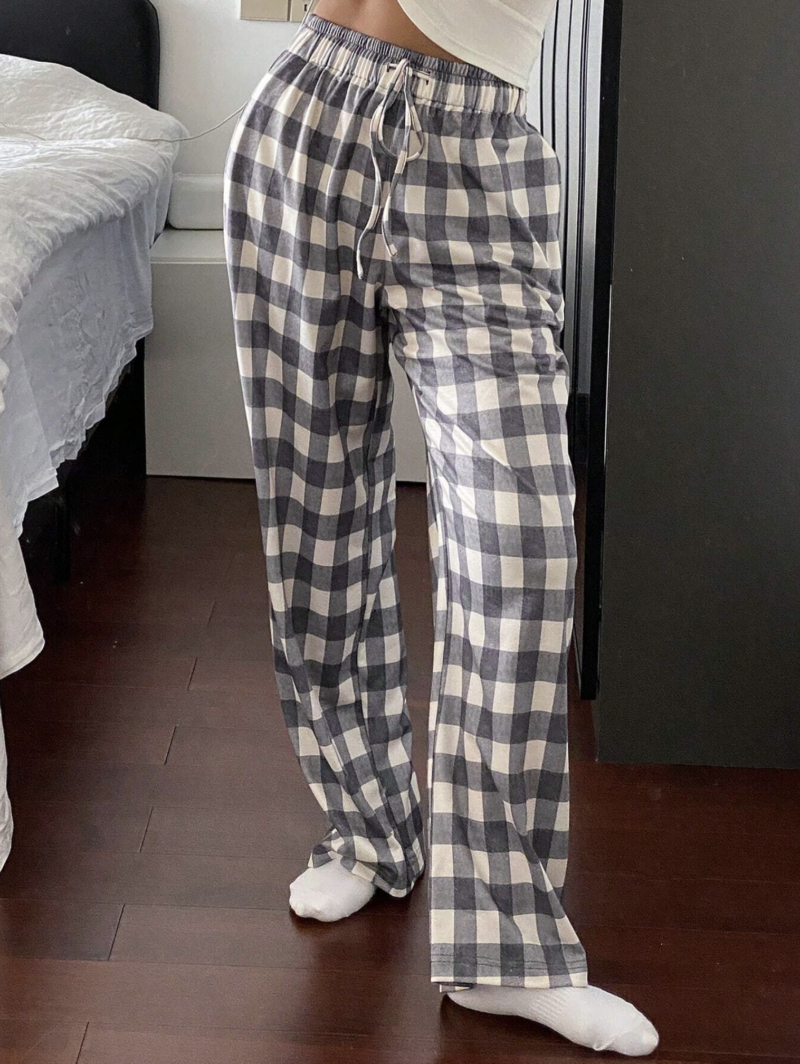 Gizel Check Print Oversized Jogger - Image 5