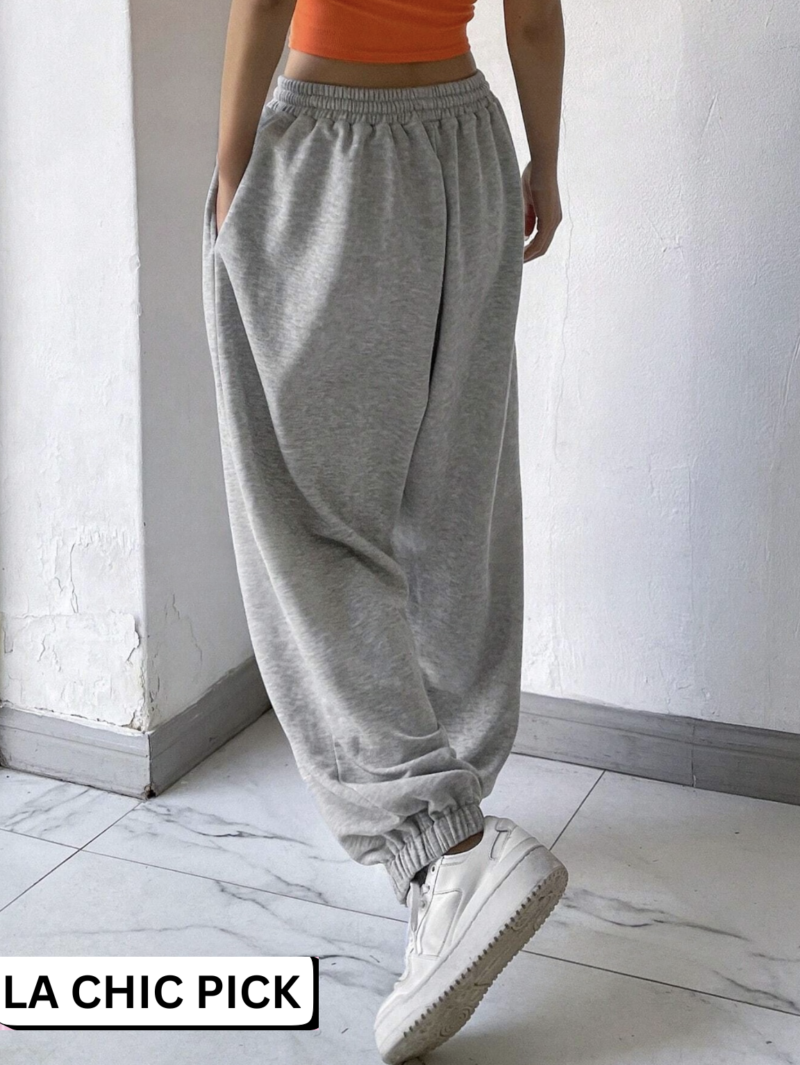 Elizah Grey Cotton Fleece Oversized Jogger - Image 3