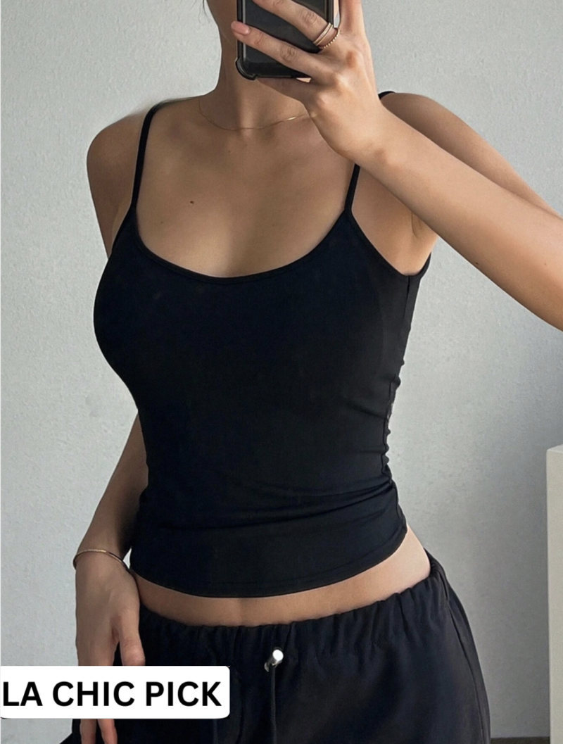 Vancy Black Cami Backless Crop Top