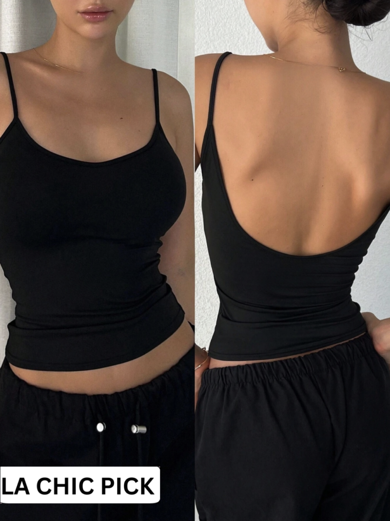 Vancy Black Cami Backless Crop Top - Image 5