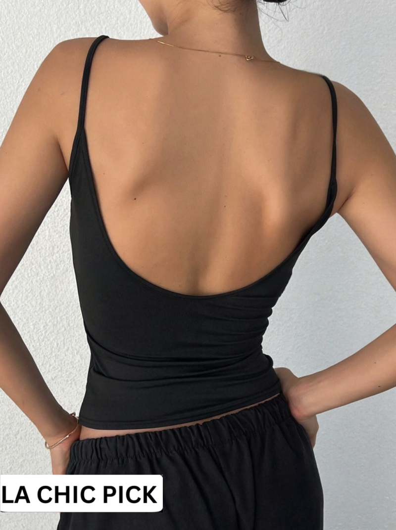 Vancy Black Cami Backless Crop Top - Image 4