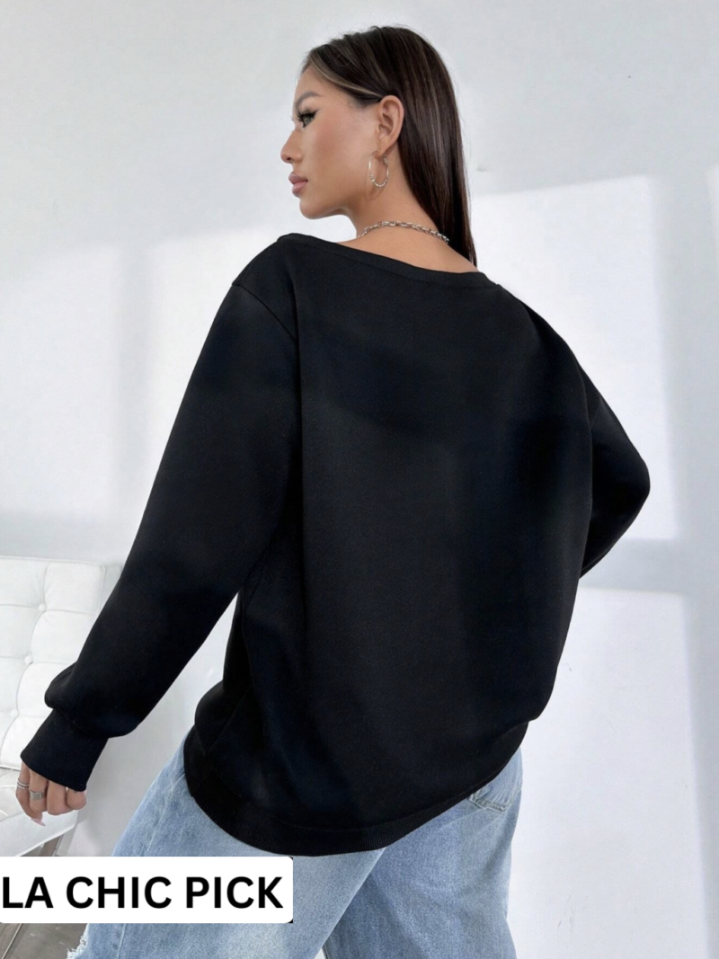 Milly Black Off Shoulder Oversized Sweatshirt - Image 5