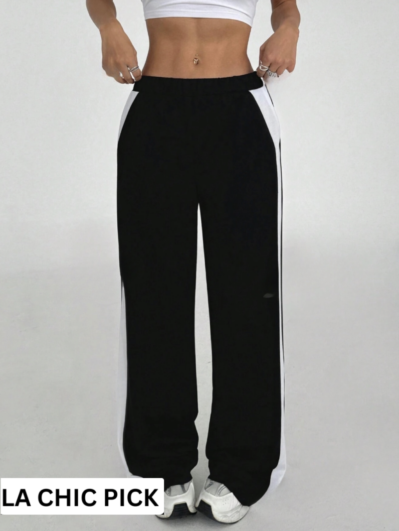 Billy Black Contrast Tape Oversized Fleece Jogger - Image 3