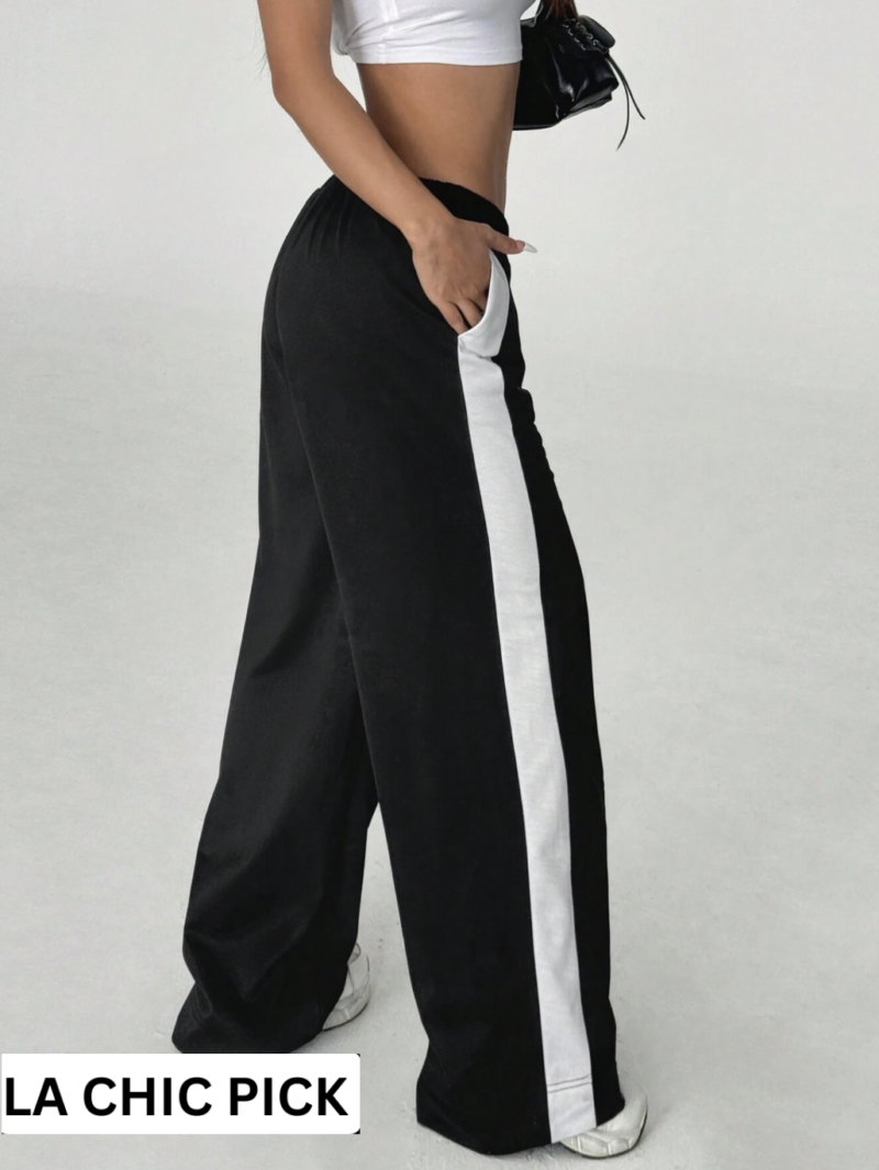 Billy Black Contrast Tape Oversized Fleece Jogger - Image 4