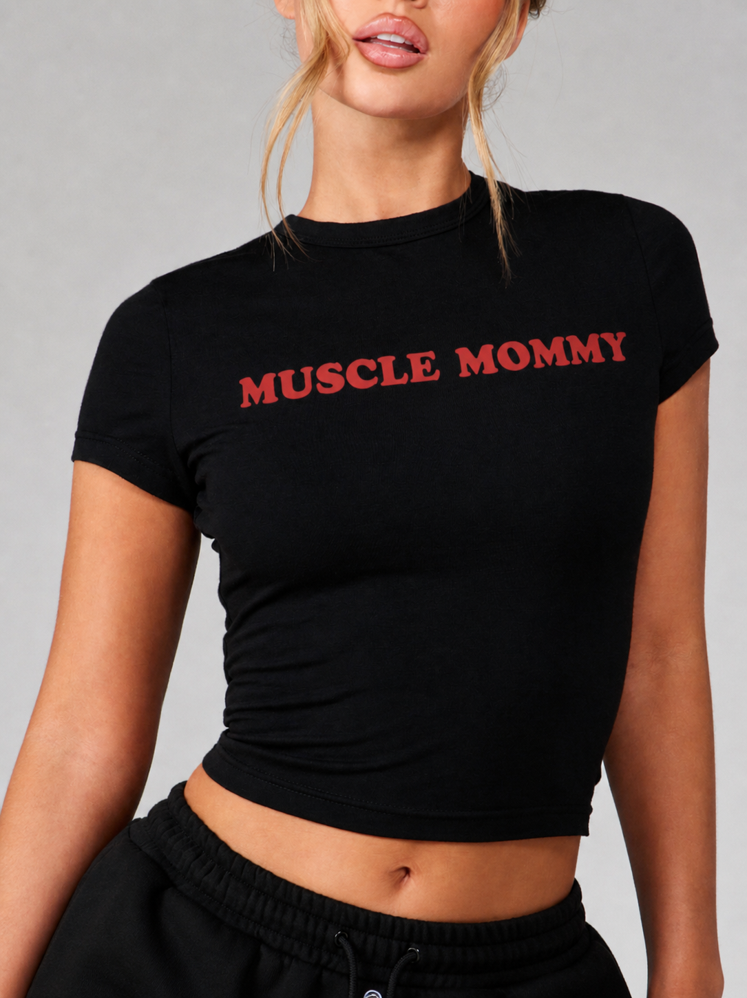 Muscle Mommy Black Baby Tee - Image 2