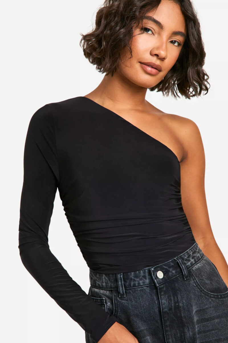 Lucil Black One Shoulder Bodysuit