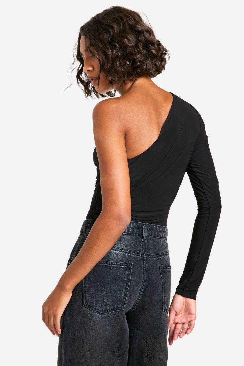 Lucil Black One Shoulder Bodysuit - Image 2