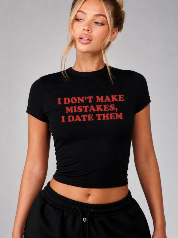 I DATE MISTAKES BLACK BABY TEE