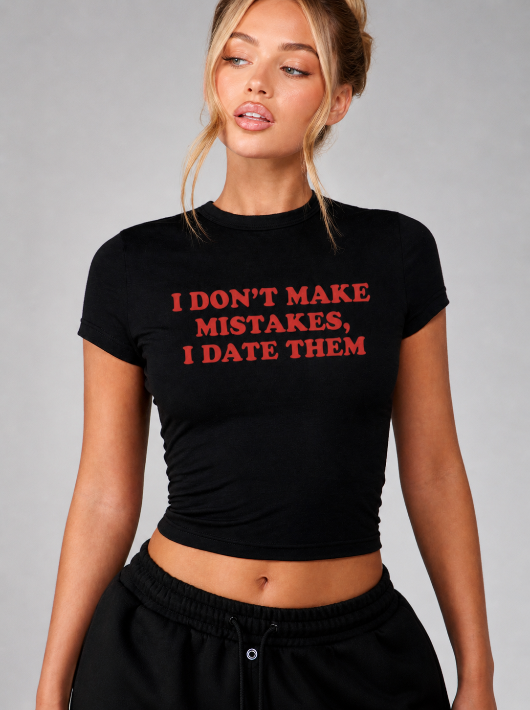 I DATE MISTAKES BLACK BABY TEE