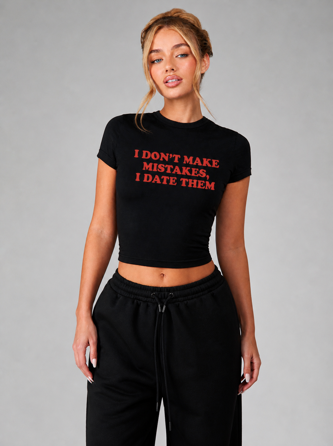 I DATE MISTAKES BLACK BABY TEE - Image 2