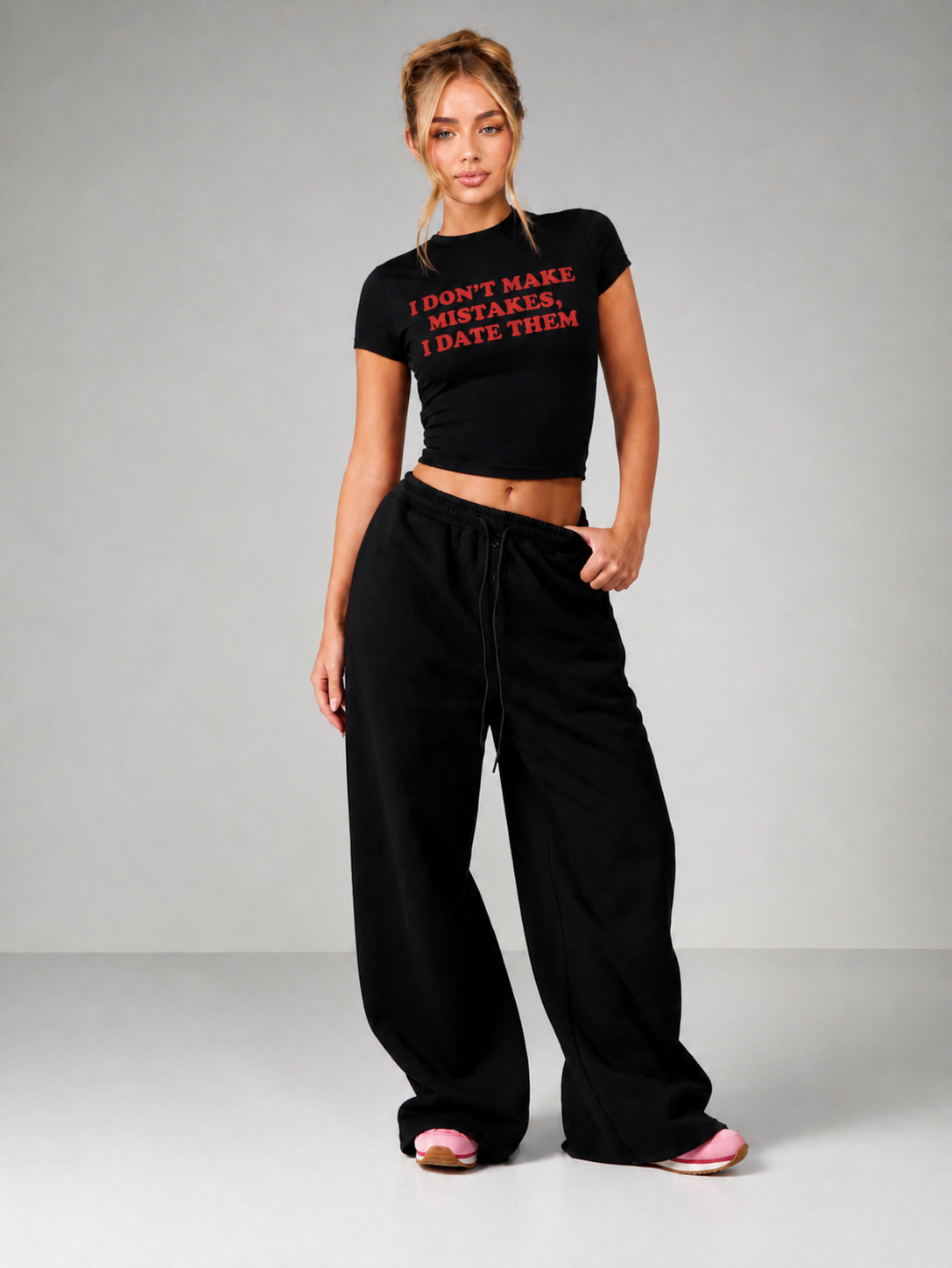 I DATE MISTAKES BLACK BABY TEE - Image 3