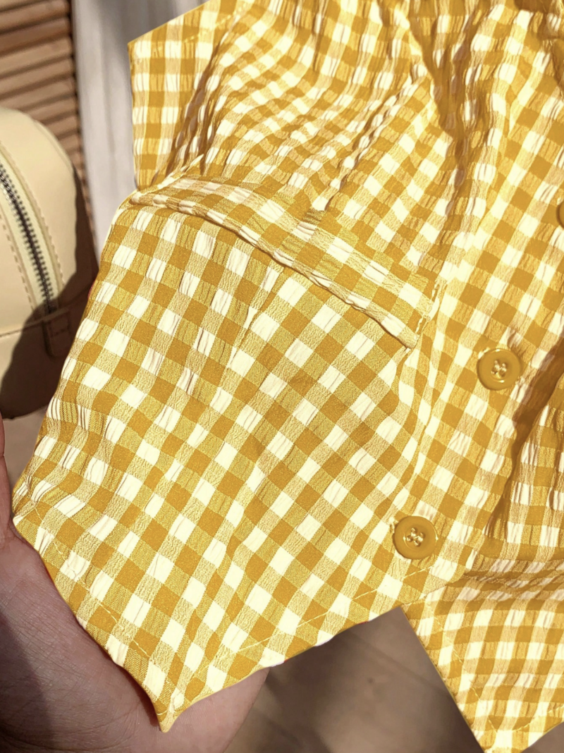 Jess Yellow Check Vest Cotton Top - Image 5